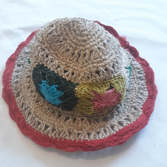 Boho floral hemp sun hat - Picture 1 of 5